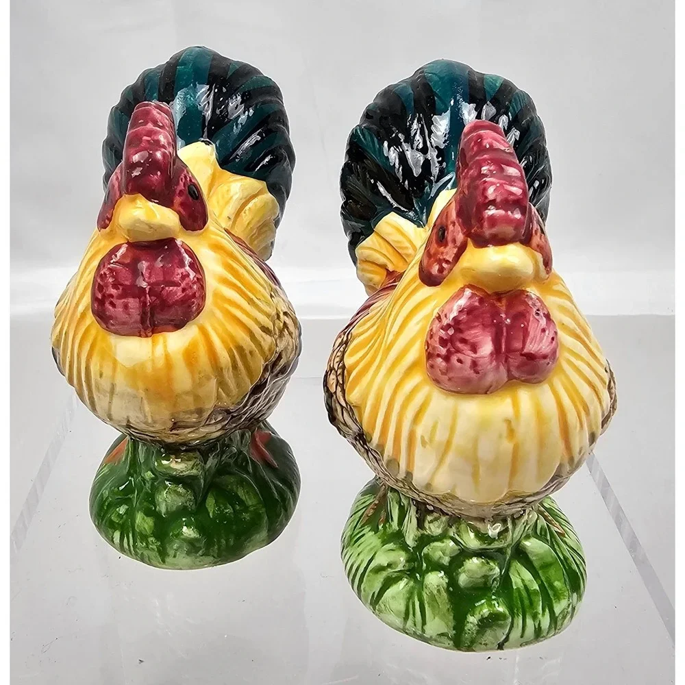 Ceramic Rooster Salt and Pepper Shakers Set Farmhouse Country Kitchen Decor 4.5